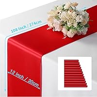 Vista 42 de Manyshofu 12Pcs Satin Orange Table Runner - 12 x 72 Inch Long Size, Party Table Runner Decor Bright & Smooth Wedding Decorations Table Runners for