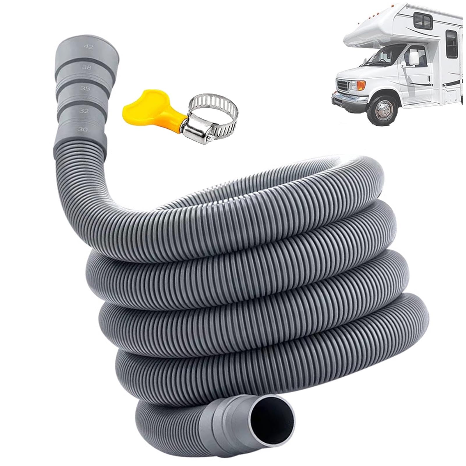 Zusammenklappbares Wohnwagen Abflussrohr 1-5m - Mit Adapter Für Wohnmobil & Caravan