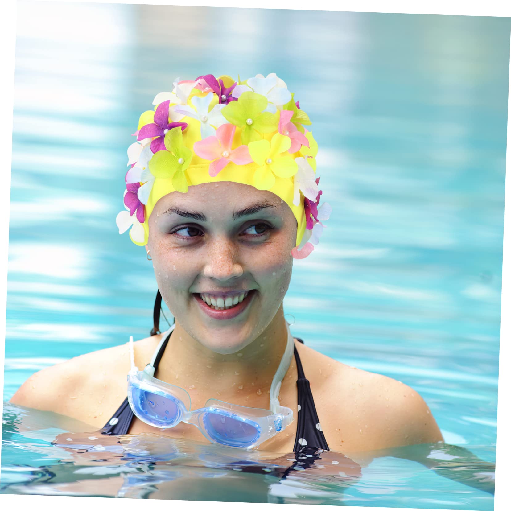 Anneome 8stücke Atmungsaktive Badekappen Für Frauen Mit Blumenmotiv Elastische Schwimmhaube Für Langes Haar Für Wassersport Und Schwimmen Stylische Badehaube Mit Floralem Design