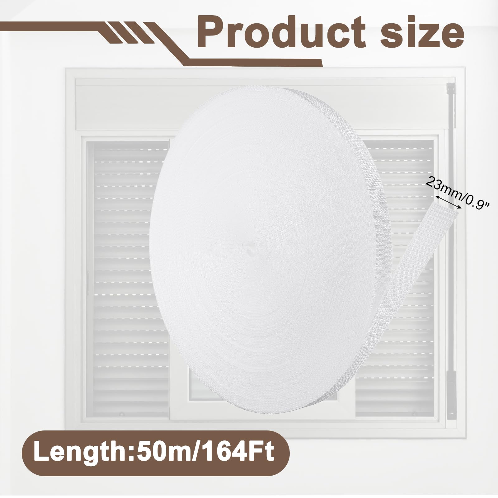 QUARKZMAN 50M Sangle pour Volet Roulant 23 mm Portes, Fenêtres, Blanc