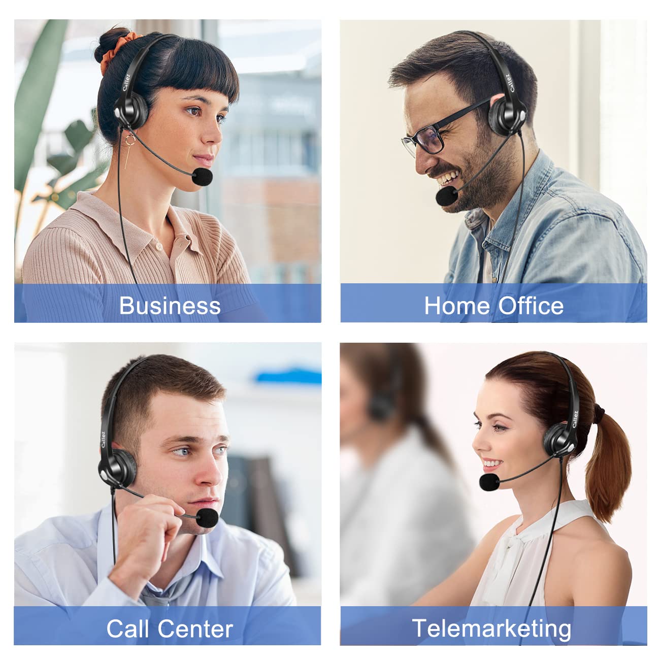 Casque Téléphone Fixe RJ9 avec Micro Anti-Bruit, Oreillette Filaire Compatible avec Grandstream GXP1610 Yealink SIP T41P T42S T46 T48S Snom 300 320 712 Avaya 9608 J179 Panasonic Bureau Centre d'appel