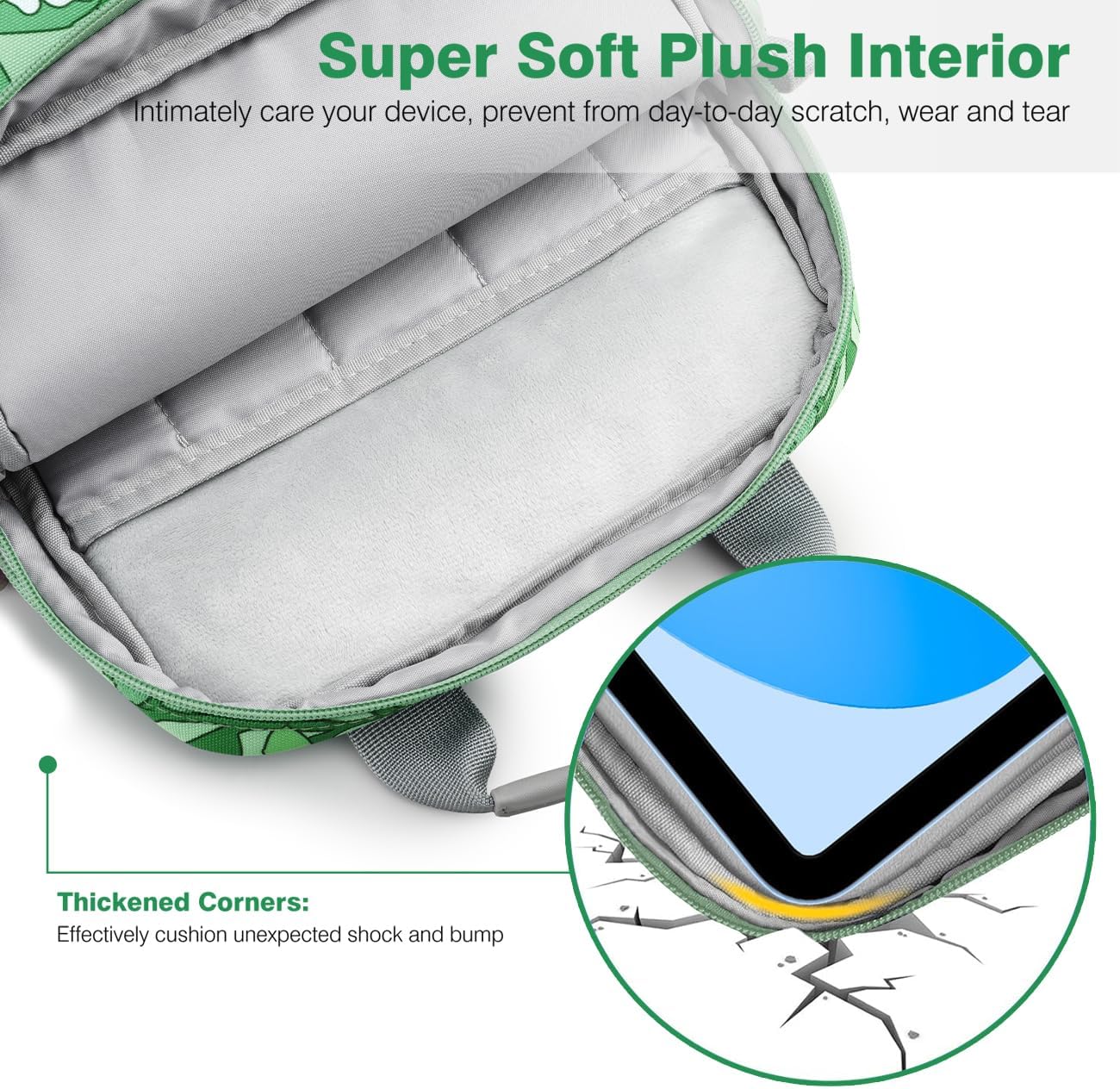 Dadanism 9-11 Inch Tablet Sleeve Bag Carrying Case with Shoulder Strap for iPad (A16) 11", iPad 10th Gen 10.9" Air 5/4, i-Pad Air/Pro 11", i-Pad 9/8/7th 10.2", Galaxy Tab A9+ Plus 11", Cyan+Flower - Image 4