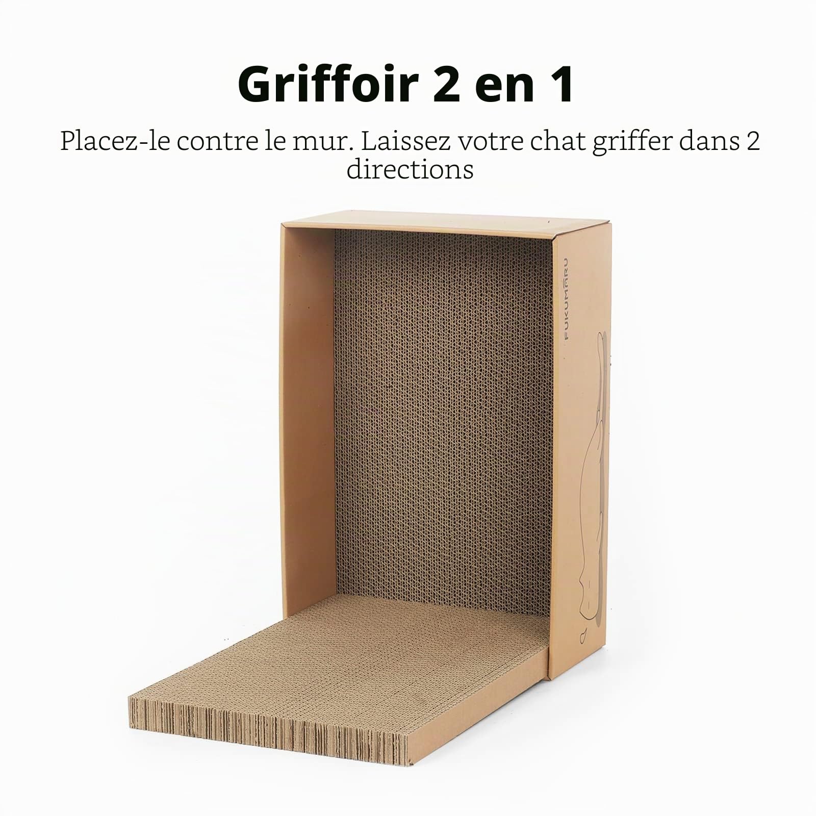 FUKUMARU Chat Grattoir Carton 5 PCS avec Boîte, Réversible Cat Scratch Pad, Kitty Ondulé Grattoir Lit