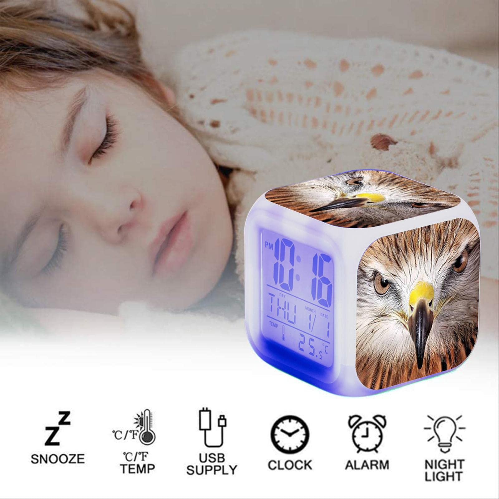 Amazon.co.jp: イーグルLED目覚まし時計パーソナライズされた写真