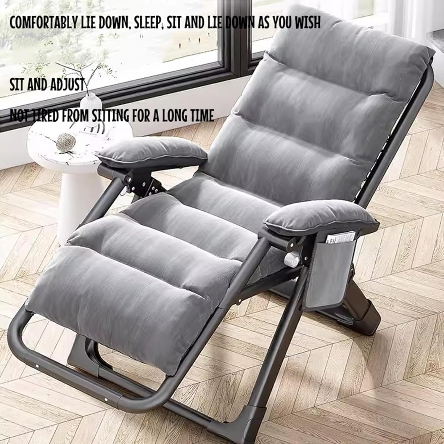 Zero Gravity Chair, Folding Portable Chaise Lounge with Detachable Cushion, Sturdy Adjustable Reclining Patio Chairs, for Garden Patio Outdoor,B