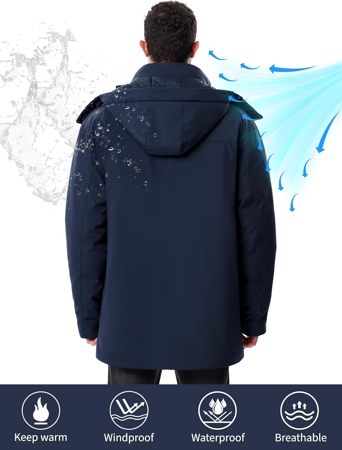 Winter Coats For Men Winter Jackets Waterproof Warm Thicken Puffy Hooded Insulated Thicken Parka Coat - Image 3