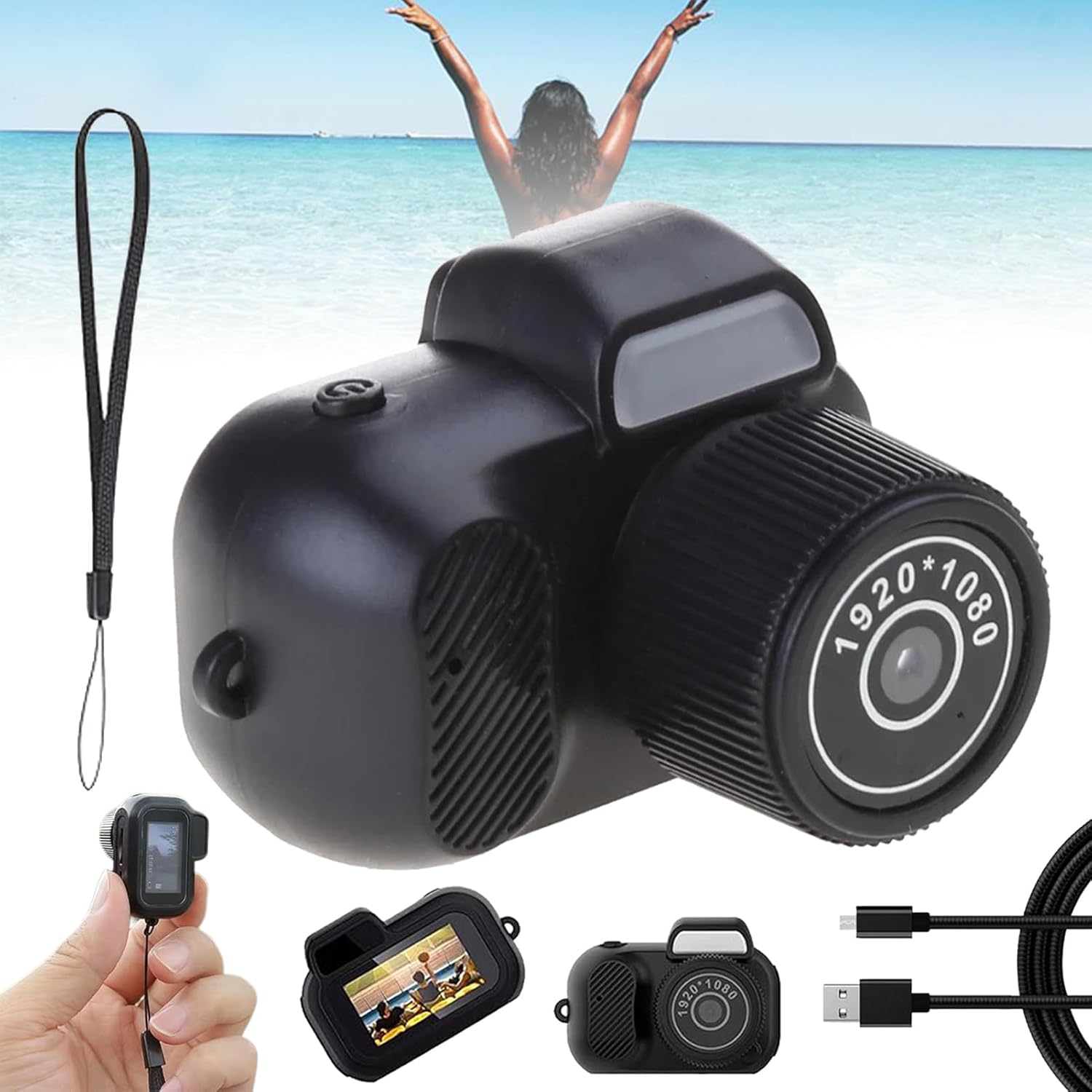 Tiny Nostalgic Camera, 2025 New Tiny Nostalgia Cam, Tiny Camera Keychain, Tiny Nostalgia Camera, Tiny Keychain Camera, 1080p HD Mini Portable Sport Camera, Worlds Smallest Portablecamera (16G)
