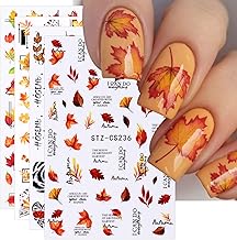 JMEOWIO Nagelsticker Herbst 9 Blatt Nail Art Sticker Selbstklebend Nagelaufkleber Kürbis Ahornblatt Erntedankfest Dekoration Nageldesign Zubehör