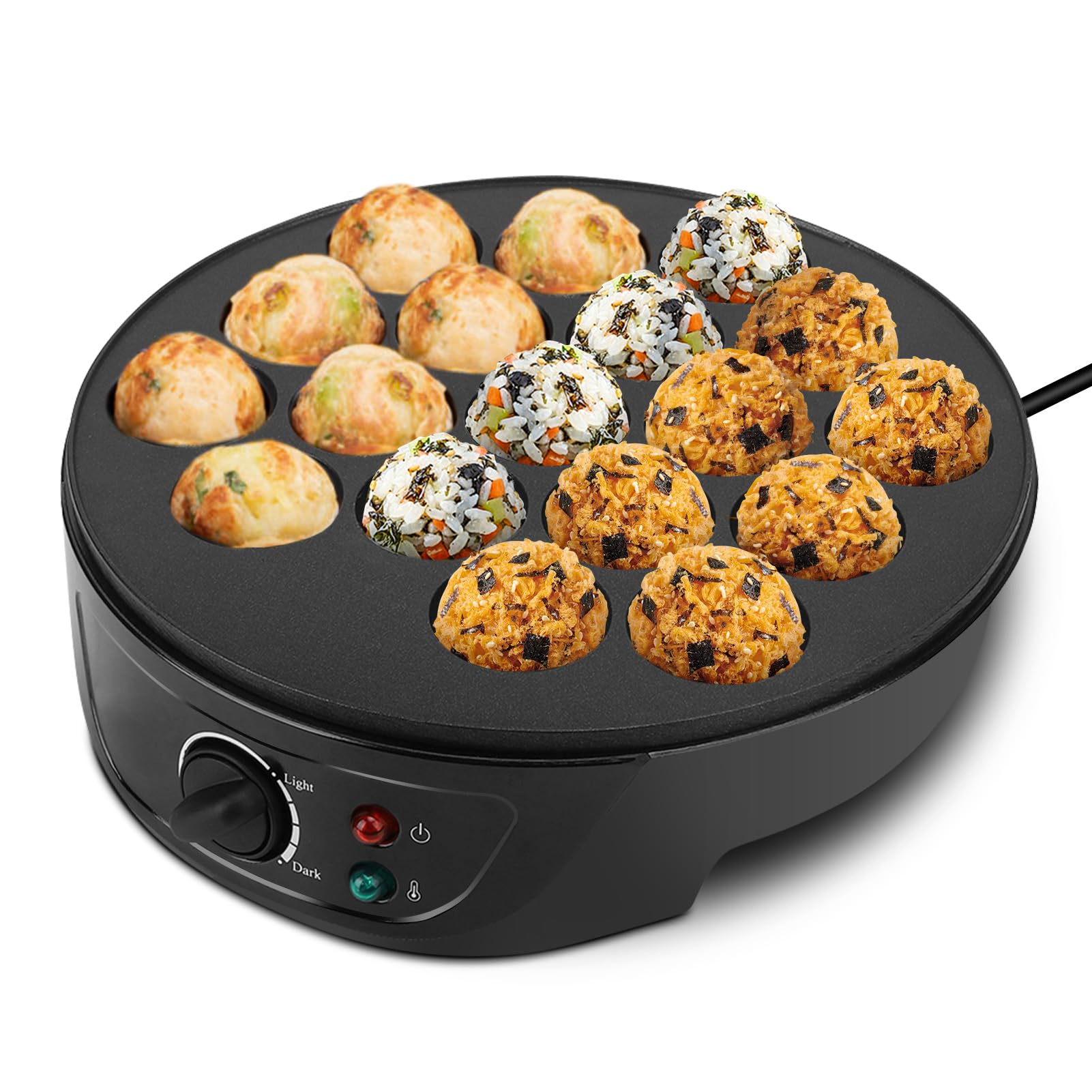 Macchina per Takoyaki Elettrica 18 Griglie Teglia per Polpo Palla Fai da Te Colazione