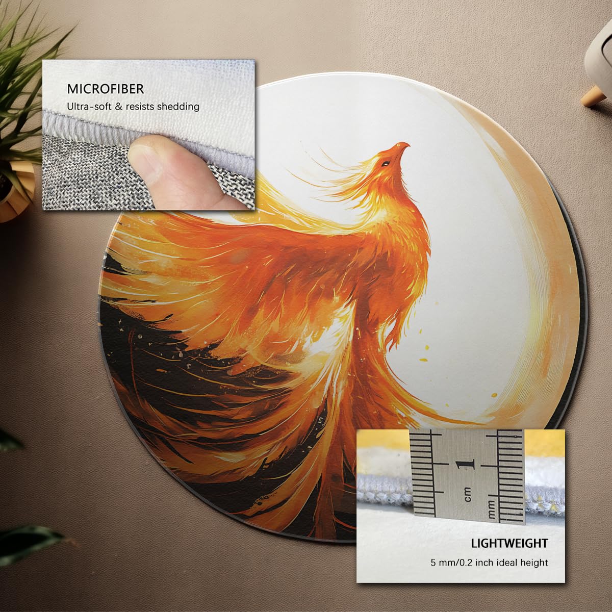 Okrągłe dywaniki o tematyce zwierzęcej 110 cm Fantasy Phoenix Phoenix Pattern Zmywalny lekki dywan do przedszkola przedszkole przedszkole przedszkole maty do dekoracji pokoju dziecięcego