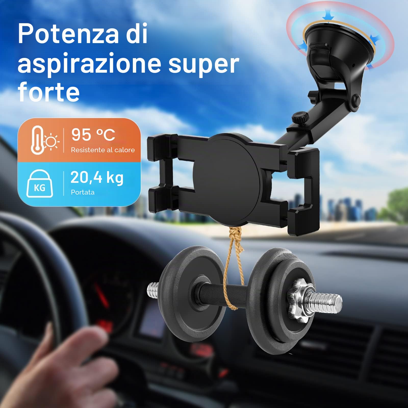 Oilcan Supporto Tablet & Cellulare Auto 3 in 1, Porta Tablet per Cruscotto/Parabrezza/Prese Aria Auto con Ventosa e Rotazionale 360°, per iPad Mini Air Pro, Galaxy, Lenovo, 13 Pro Max (4-12.9")