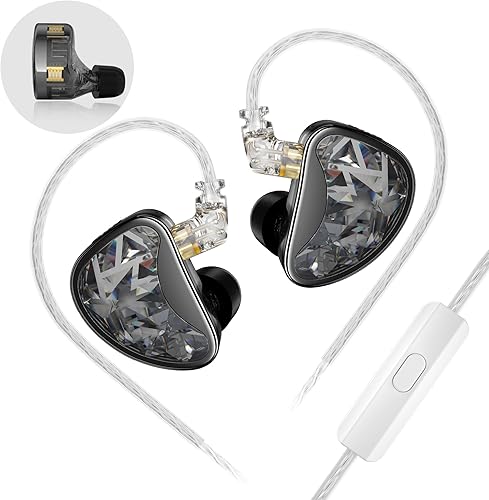 Auriculares con cable, auriculares intraurales, auriculares con cable con micrófono, auriculares con cancelación de ruido con cable KZ ZEX (oro rosa)
