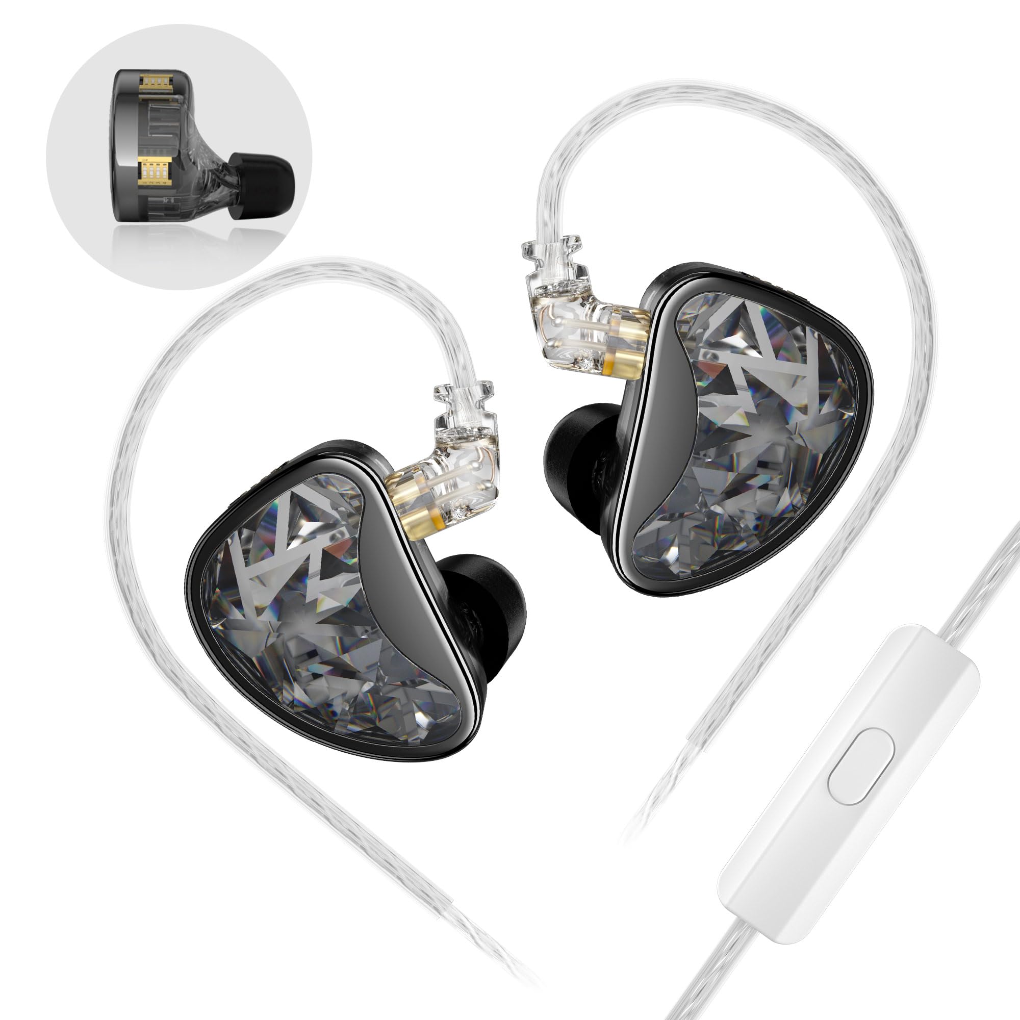 KZ AS24 12BA Hybrid Drivers in-Ear Monitors HiFi Earphone Wired,Tunable Sound IEM Headphones Ergonomic Design Memory Foam with Removable Cable for