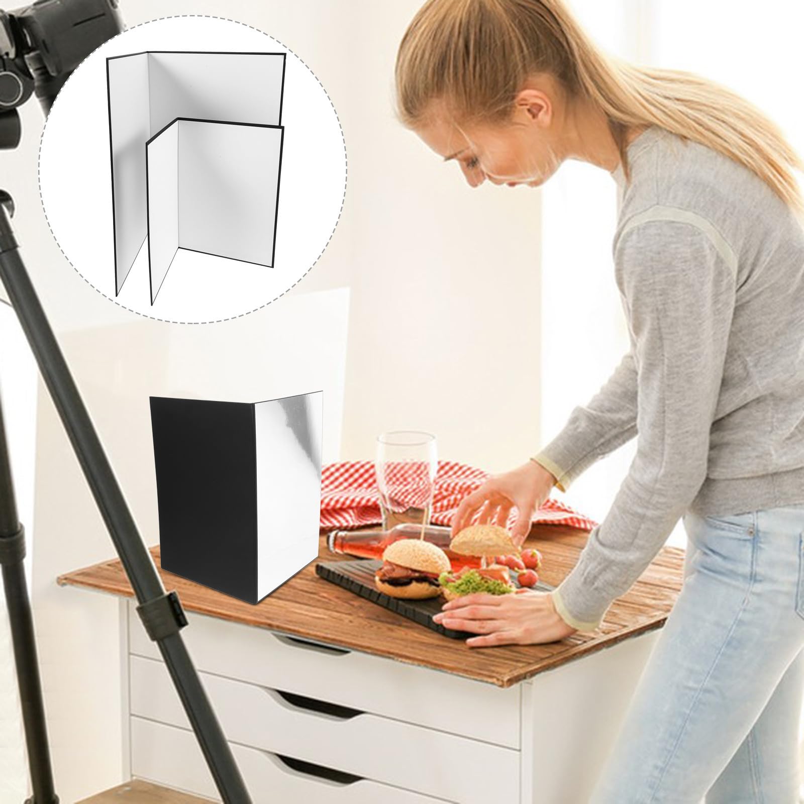 Faltbarer Foto Reflektor A3 A4 aus Pappe, Weiß, 2 Stück