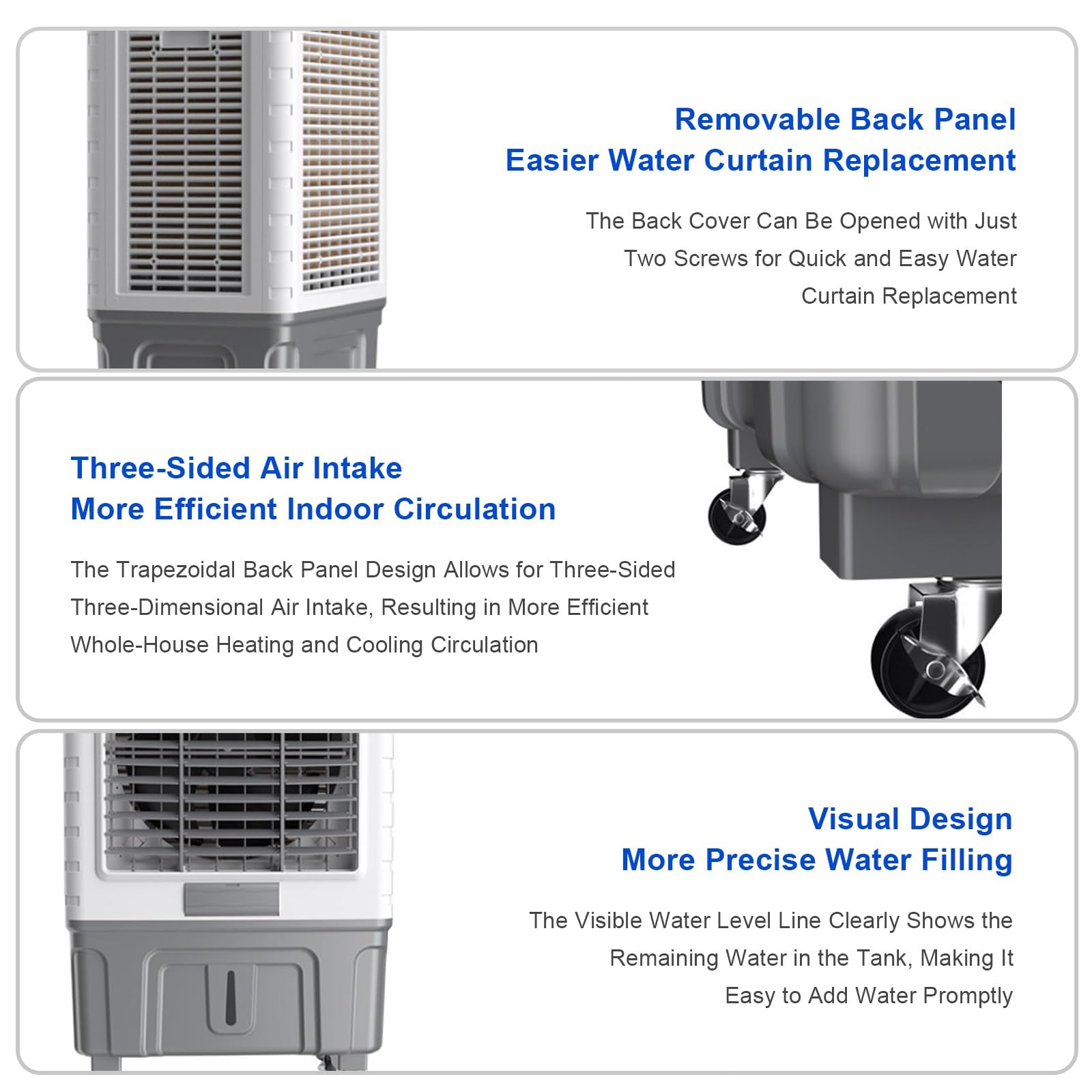 Climatizador Evaporativo Portátil, Aire Acondicionado Portátil Sin Tubo con Oscilación 120°, Ventilador de Refrigeración para Hogar, Oficina, Taller, Garaje