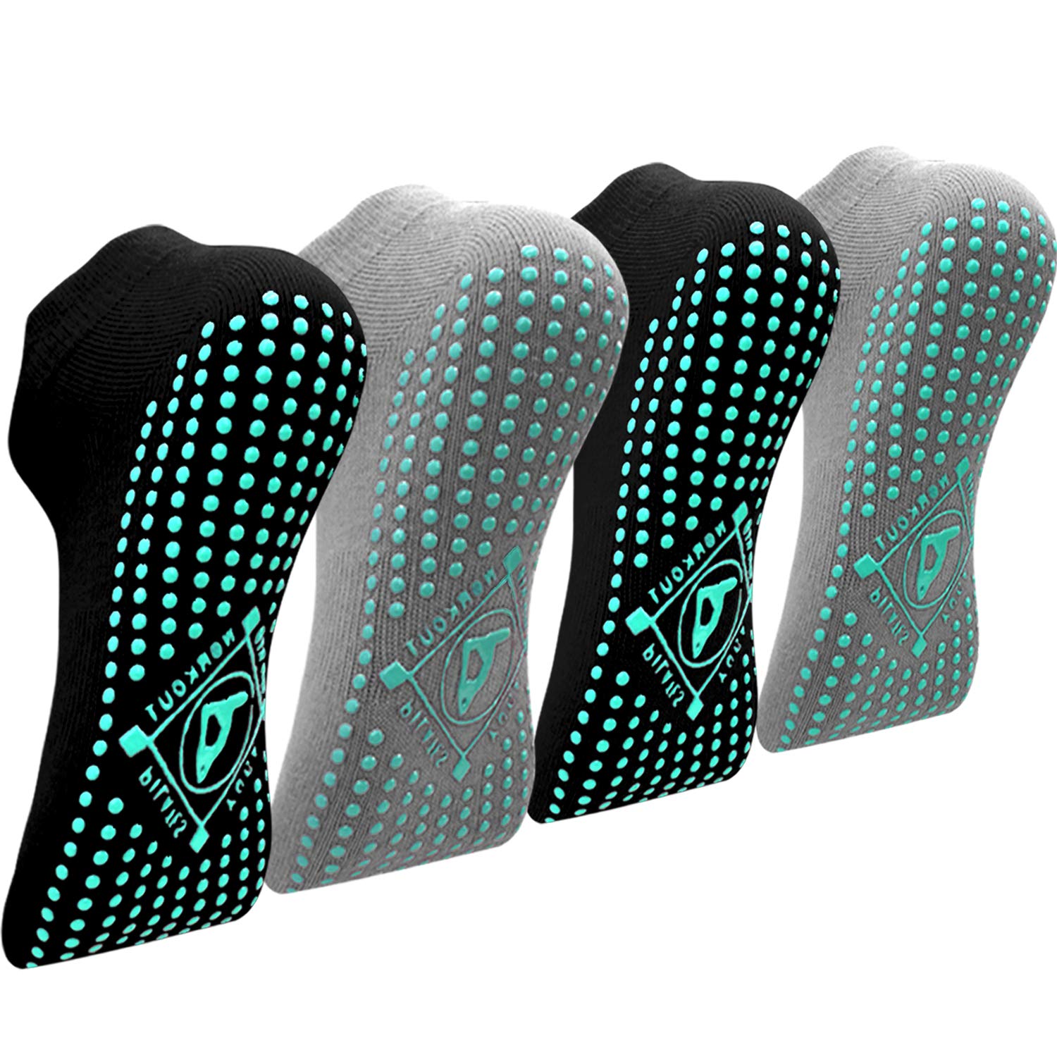 Yoga Socken Anti-Rutsch-Socken (4 Paare) für Damen Pilates, Yoga, Barre, Tanz, Ballett, Kampfsport, Trampolin, Fitness, Krankenhaus, Reha, Heim- und Körperbalance, Sox UK 4-10 / EU 35-43