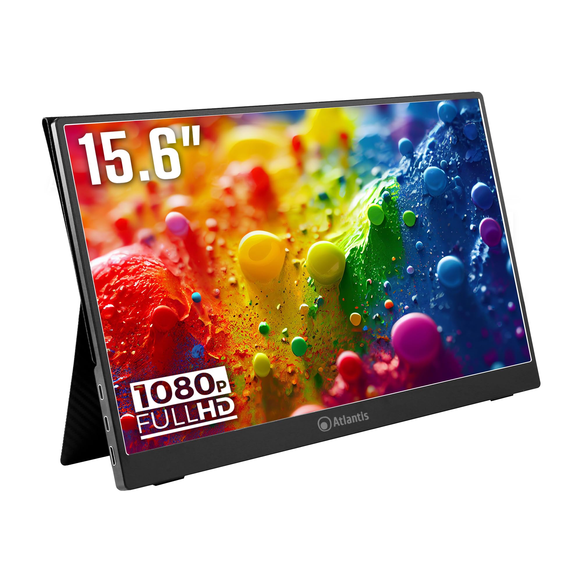 Atlantis Monitor Portatile 16 Pollici, 1080P Full HD 1920x1080, HDMI/Type_C, Speaker 2x1W, Smart Cover, display IPS, per Notebook/Lapto/Console/Switch/Angolo 170/170, Cavo HDMI 1,5m/Type_C, peso< 1Kg.