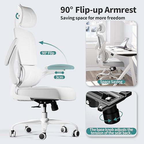 Miniatura 3 de TRALT Silla de oficina ergonómica, silla de escritorio de malla para el hogar de 330 libras, sillas de escritorio de oficina con ruedas, cómoda