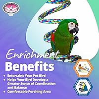 Vista 5 de Super Bird Creations - SB326 Juguete Bungee de pájaro grande a XL - Percha de cuerda para Yaxaas, grises africanos, cacatúas, loros - Perca