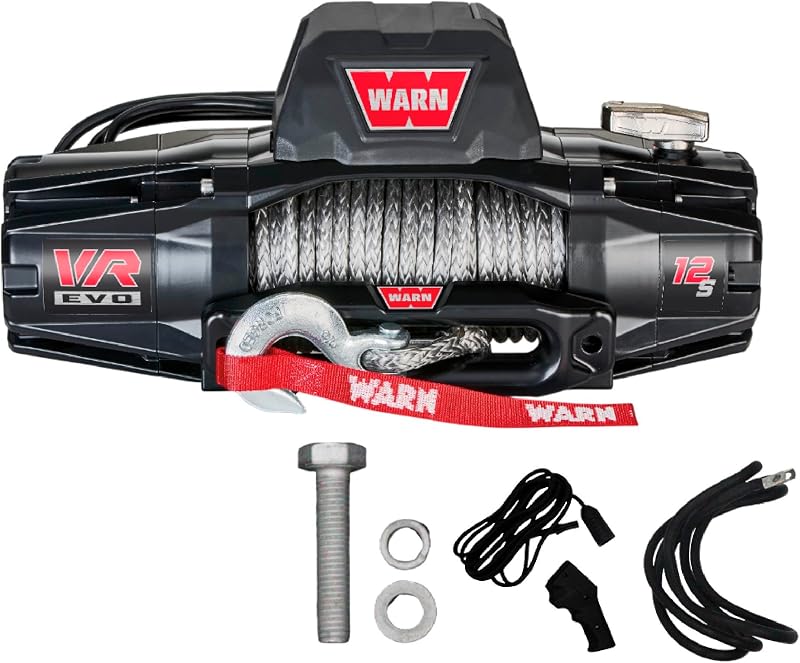Cabrestante eléctrico VR EVO 12-S de 12 V con capacidad de tracción de 12 000 lb - 103255 | Cuerda sintética, resistente al agua IP68, cabrestante de recuperación todoterreno de alto rendimiento para camiones, jeeps y SUV