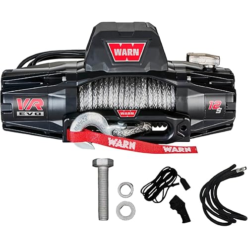WARN VR EVO 12-S Electric 12V Winch – 12,000 lb Pull Capacity, Synthetic Rope, IP68 Waterproof, High-Performance Off-Road Recovery Winch for Trucks, Jeeps, and SUVs
