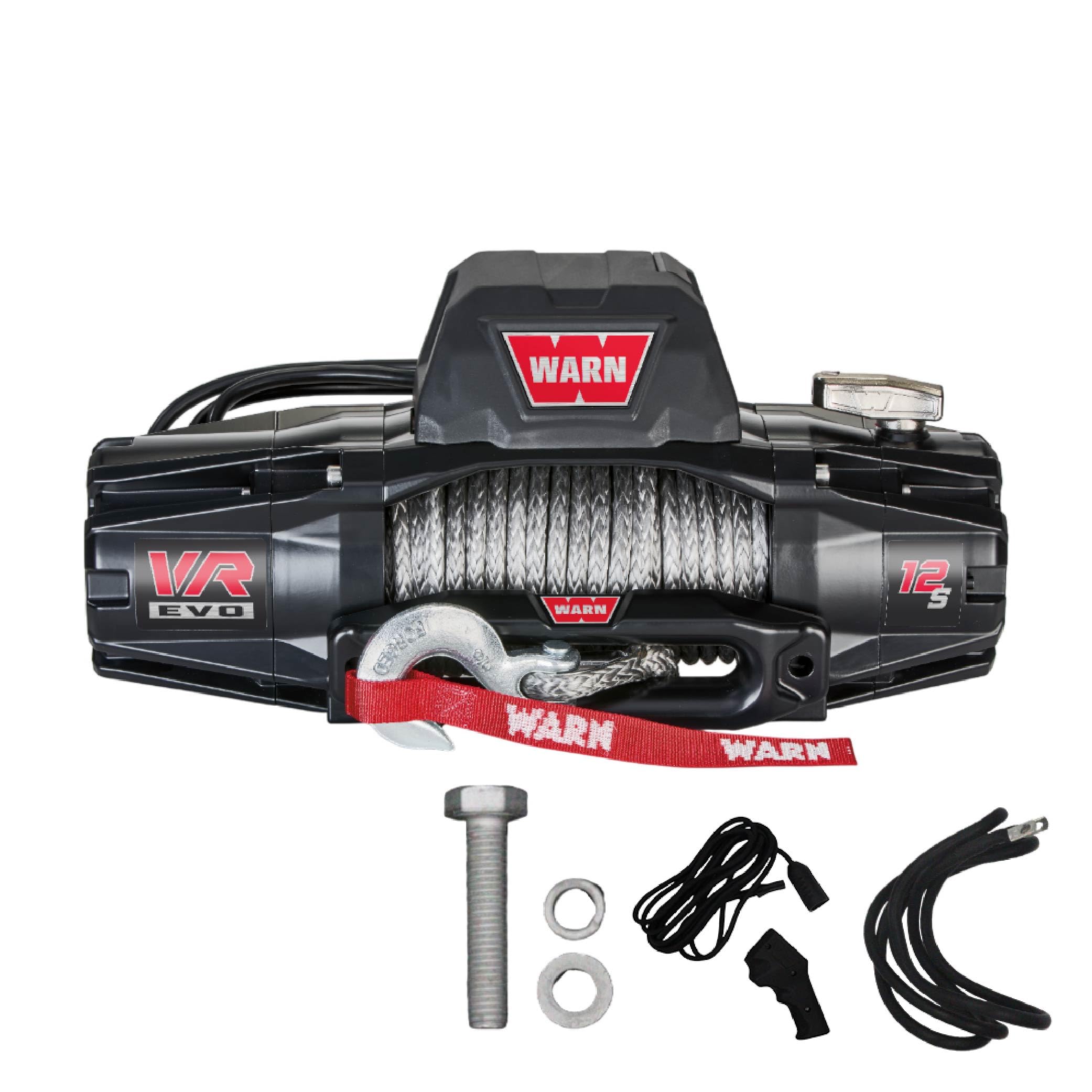WARN VR EVO 12-S Electric 12V Winch – 12,000 lb Pull Capacity, Synthetic Rope, IP68 Waterproof, High-Performance Off-Road Recovery Winch for Trucks, Jeeps, and SUVs