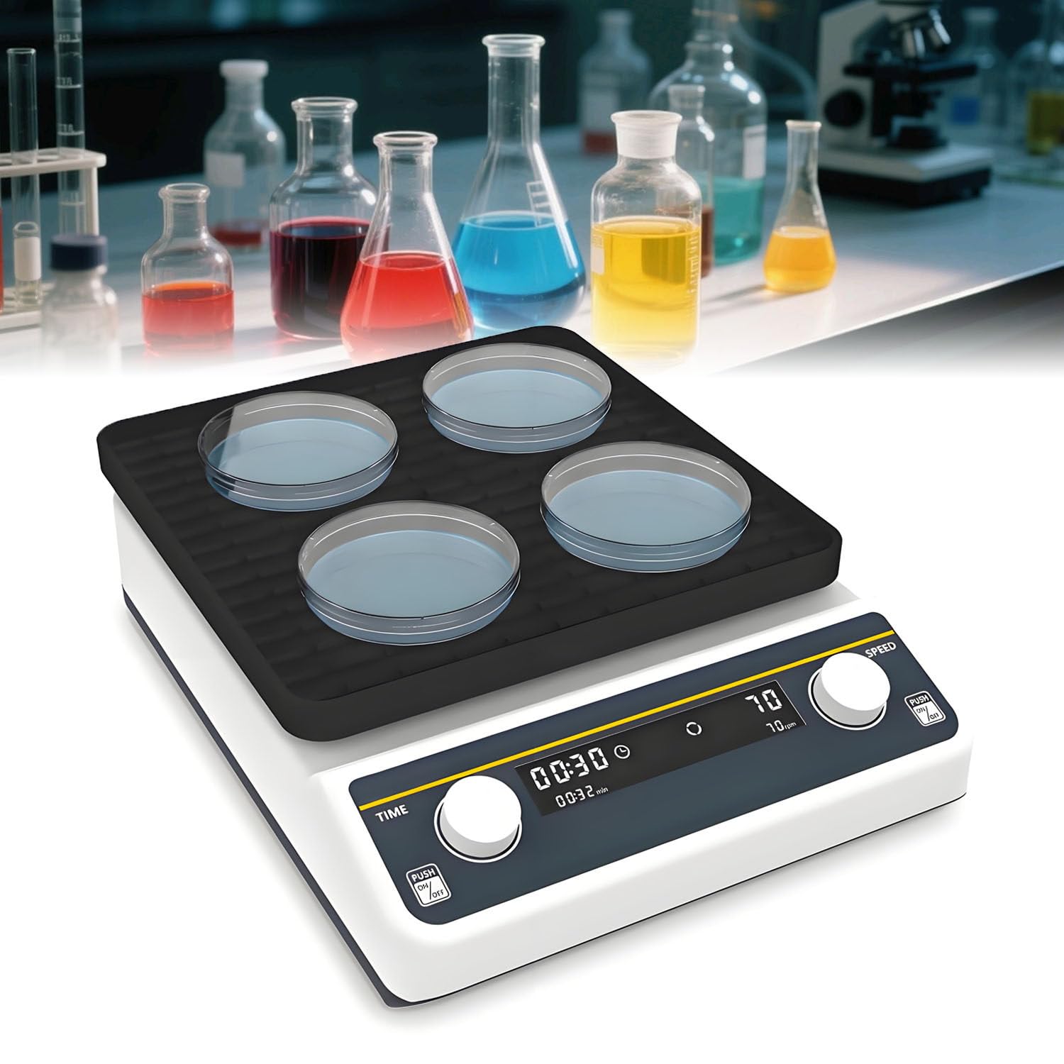 Agitador Orbital Digital de Laboratorio, Ajustable de 40 a 200 RPM, Modos temporizado y Continuo, agitador rotatorio Orbital Digital, para análisis químicos y biológicos. OS-20F