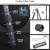 Vista 5 de ARTCISE Trípode de cámara de fibra de carbono - Trípode de viaje profesional resistente sin cabeza esférica, monopie para cámara réflex digital