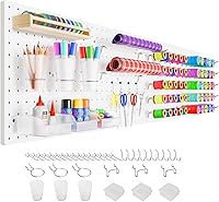 FZK 36-Pc Pegboard Kit: 4 White 12x12" Plastic Panels & Hooks - Sturdy Wall Organizer for Garage, Craft Room, Office