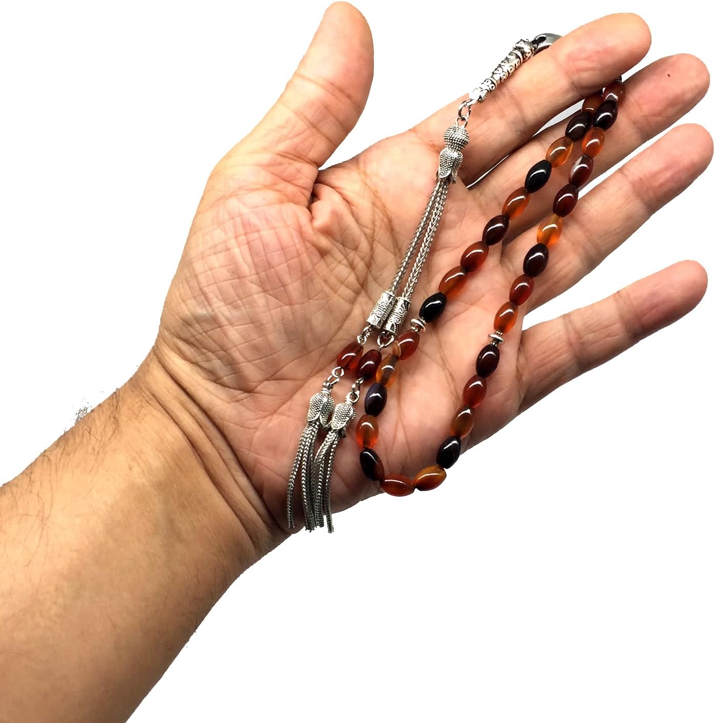 -Passion Collection- (8 mm - 33 Beads) Worry Beads-Prayer Beads-Tesbih-Tasbih-Tasbeeh-Misbaha-Masbaha-Subha-Sebha-Sibha-Rosary (-Red Agate Stone)