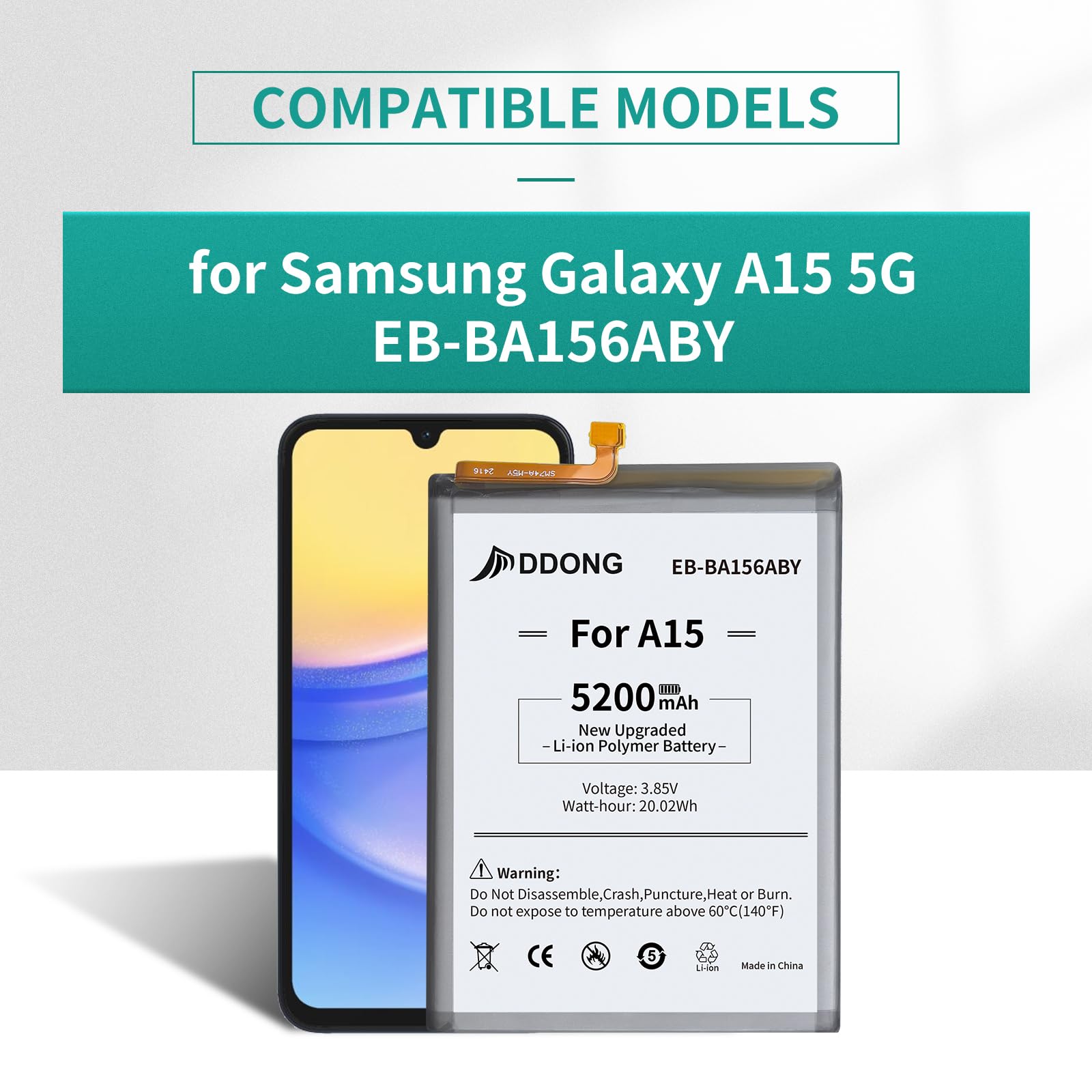 Batterie Remplacement Galaxy A15 – 5000 MAh, Compatible 4G/5G, Avec Kit D’outils (modèles SM-A155F, SM-A156B, Etc.)