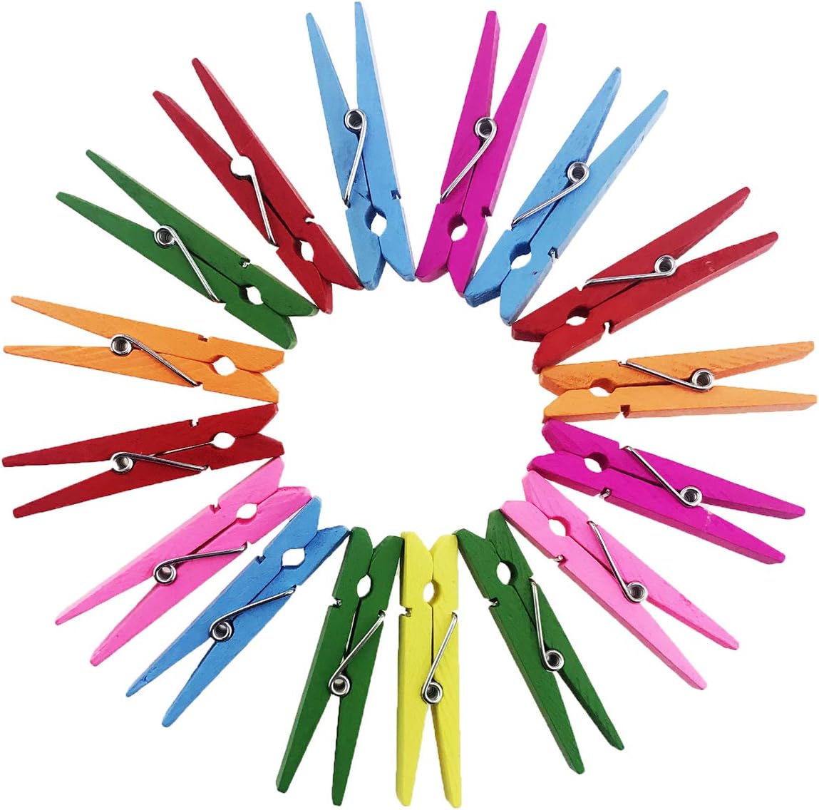 Etmact 2 3/8 inch Wood Craft Spring Clothespins Assorted Colors - Pack of 50 Wood Crafts Clothespins Wooden Clothespins Wood Clothespins Wood Products Clothespin Crafts Colored Clothespins