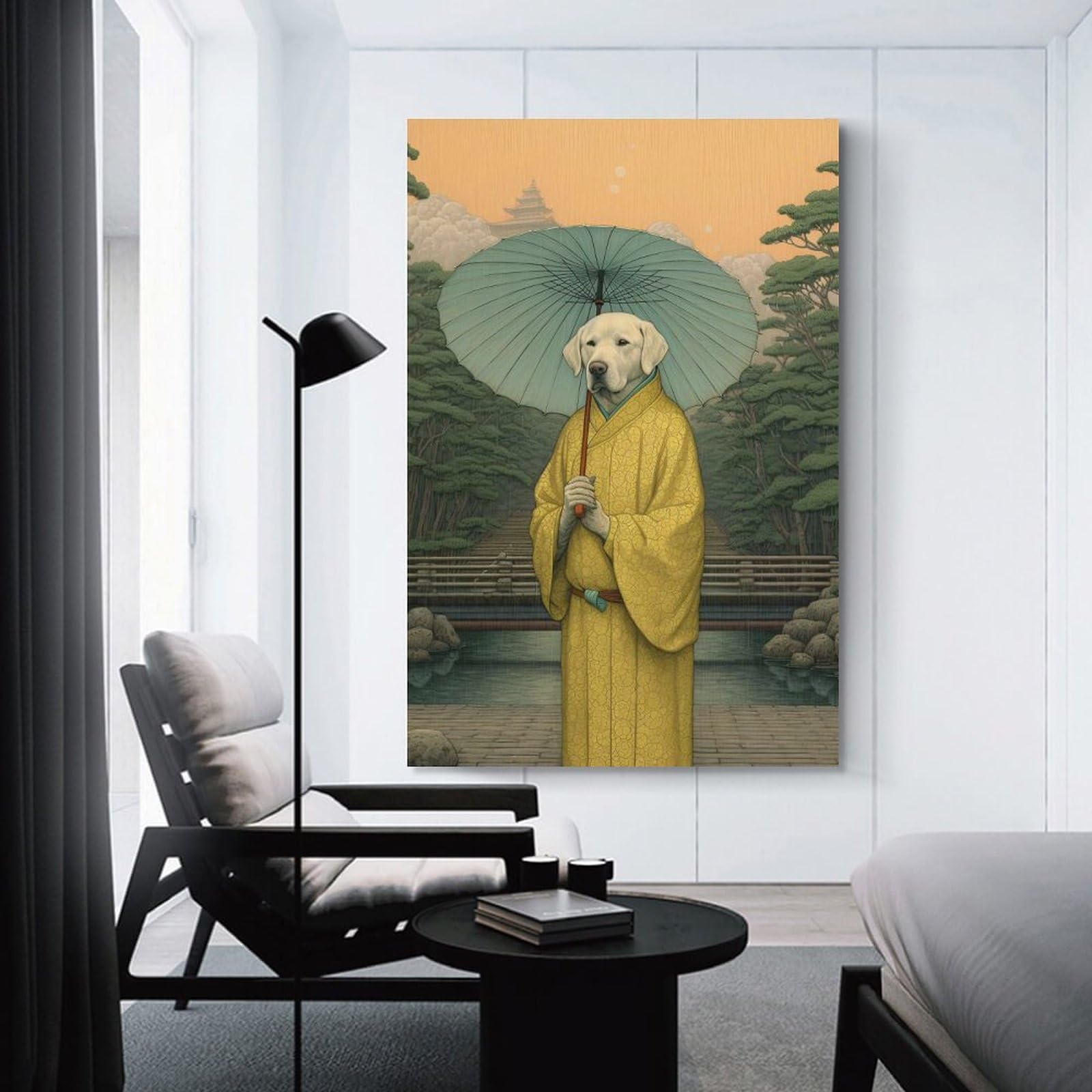 Junmoney Home Decor Wall Art Labrador Geisha, 08x12inch(20x30cm), for New Homes, Bedrooms Or Workspaces, Home Decor Gift with Stylish Appeal