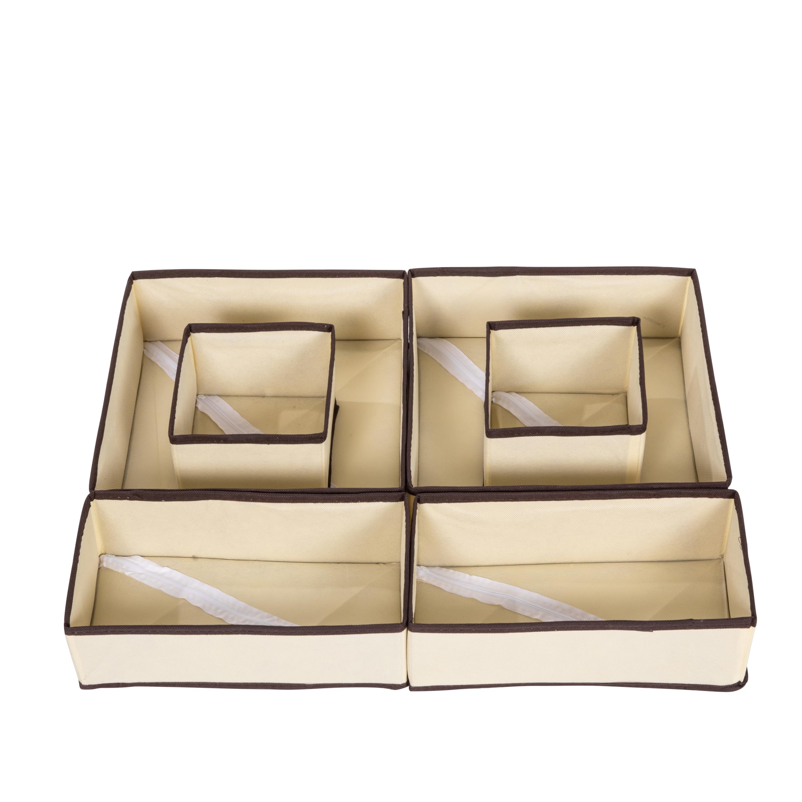 Periea Beige Uk Drawer Organiser Divider Foldable Bedroom Dresser Drawer Storage Boxes – 6 Pack (Beige)