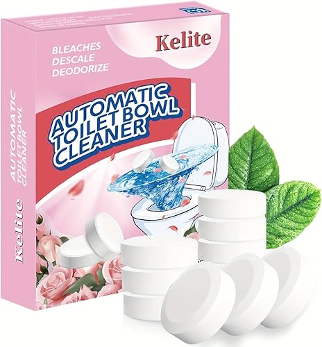 KELITE Paquete de 12 pastillas limpiadoras de inodoro, limpiadores automáticos de inodoro con blanqueador para desodorizar y descalcificar,