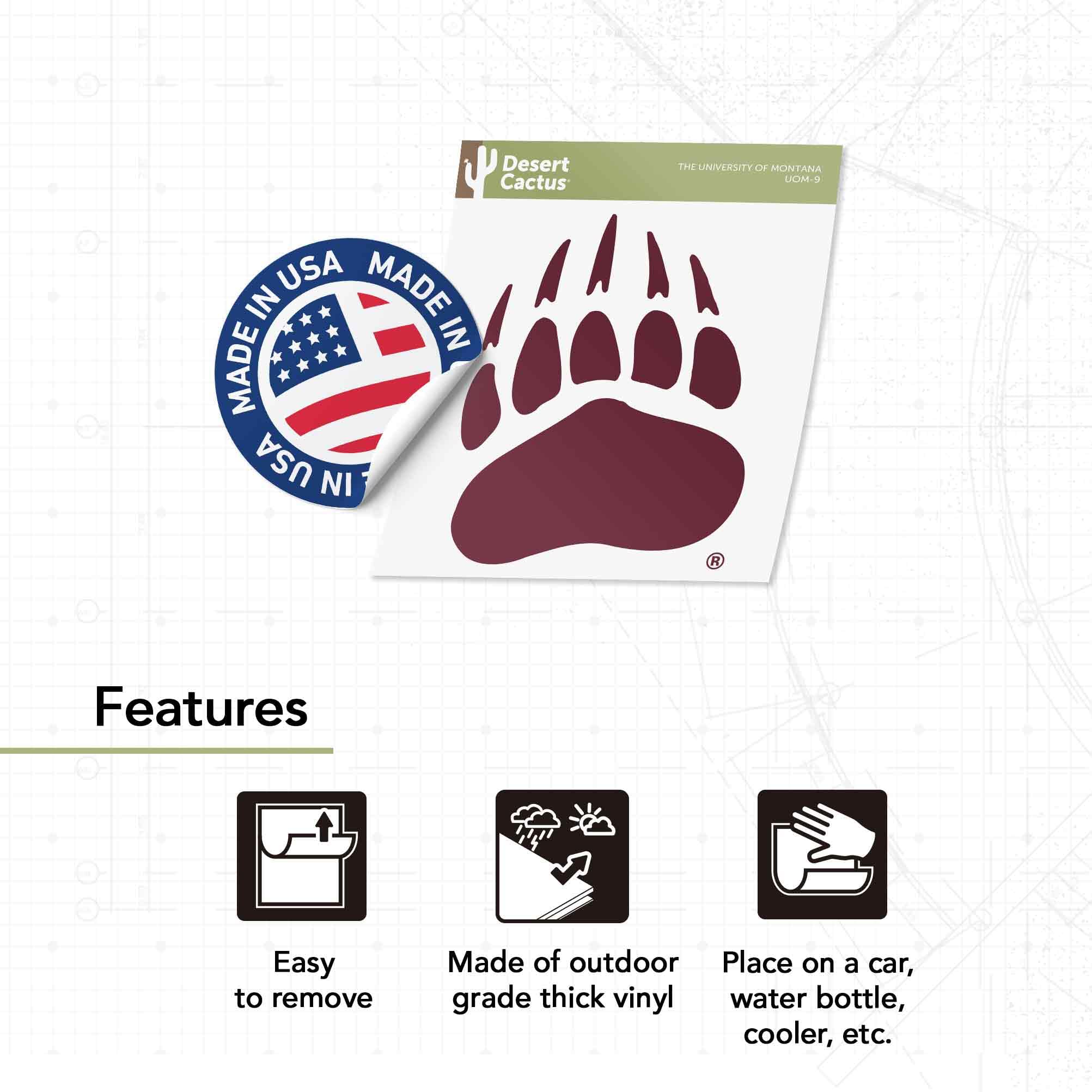 Desert Cactus University Of Montana Sticker | Grizzlies UM Vinyl Decal For Laptop, Car, Water Bottle - View #8