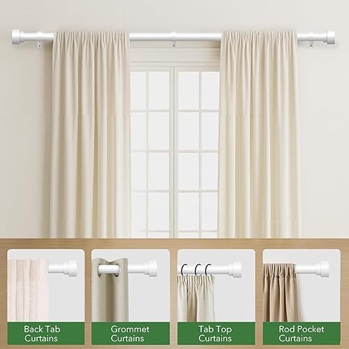 Miniatura 24 de Barras de cortina para ventanas de 28 a 48 pulgadas, barra de cortina ajustable de 1 pulgada, barra de cortina larga resistente para ventana, barras
