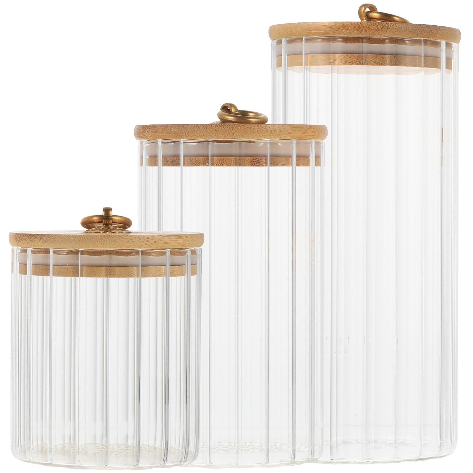 SHINEOFI 3 Piezas Frascos de Vidrio con Tapa de Bambú para Almacenamiento Hermético en Cocina, Fácil de Usar y Limpiar, Capacidades 550ml, 850ml y 1150ml