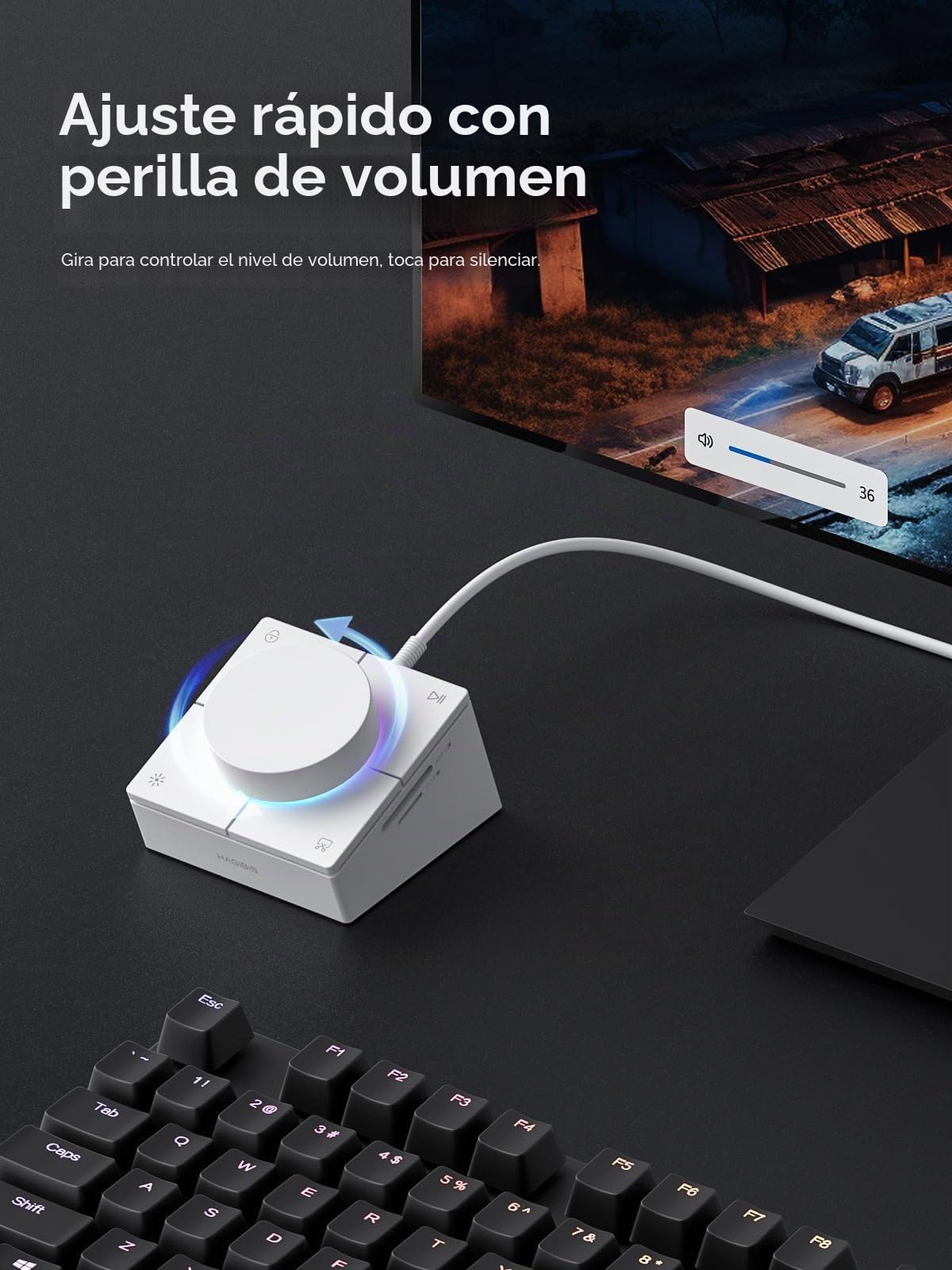 Hagibis Interruptor USB C Hub con Botones de Acceso Directo, Estación de Acoplamiento RGB Tipo-C con USB-C de 5Gbps, 2 USB3.0, Jack de 3.5mm, SD/Micro SD3.0, USB2.0 para MacBook iPad Pro Portátil