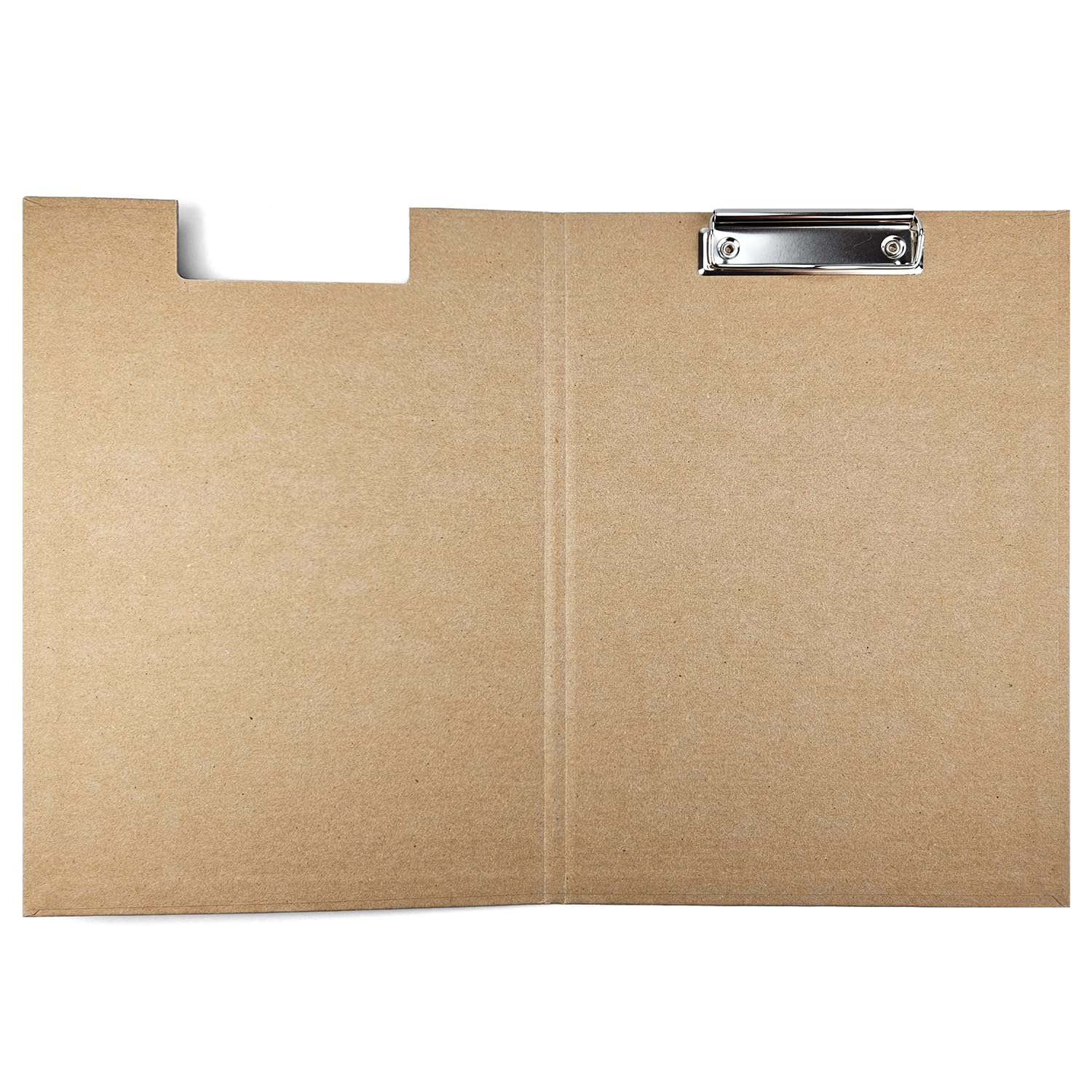 Netuno Pack of 1 Clipboard Folder Eco A4 with Clip Clipboard Kraft Cardboard Natural Brown with Lid Writing Board with Metal Clip Hard Plate Plastic Writing Pad Clipboard Document Holder