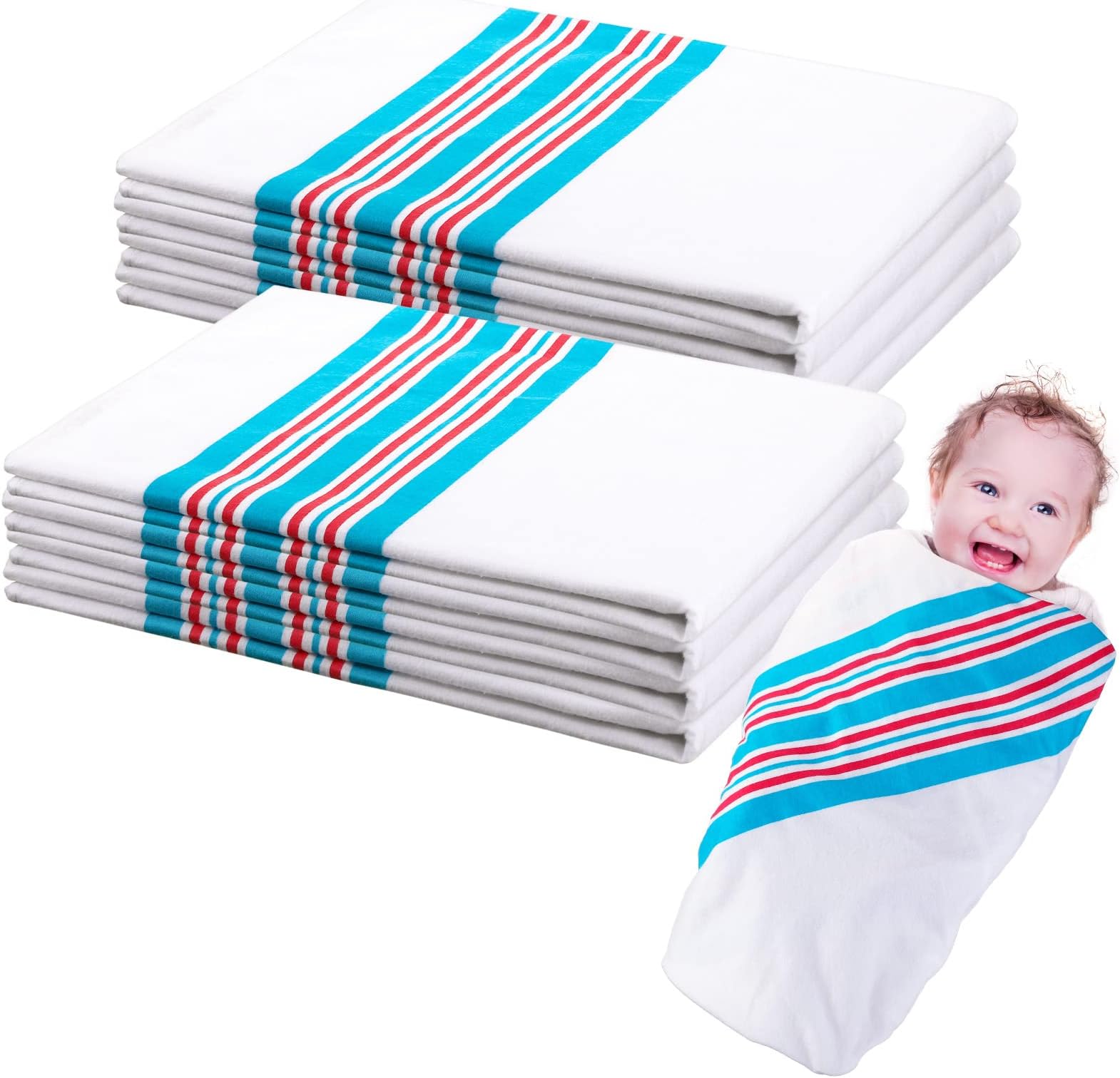 Elaine Karen 6 Pack Flannel Unisex Hospital Receiving Blankets 100 Cotton, for