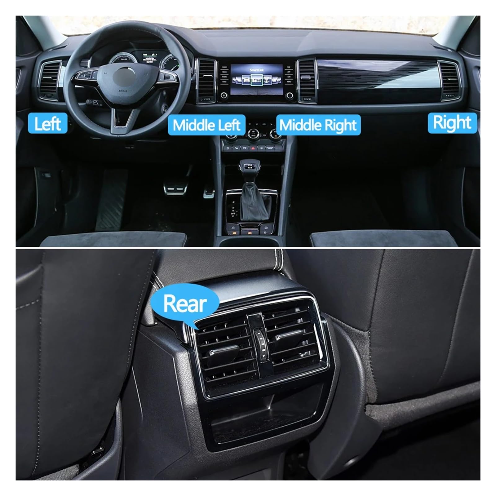 Przednia Tylna Deska Rozdzielcza Samochodu Klimatyzacja AC Kratka Wentylacyjna, Pasuje Do Skoda Kodiaq 2016-2022 56G819701 56G819702 osłona kratki wentylacyjnej samochodu(Rear)
