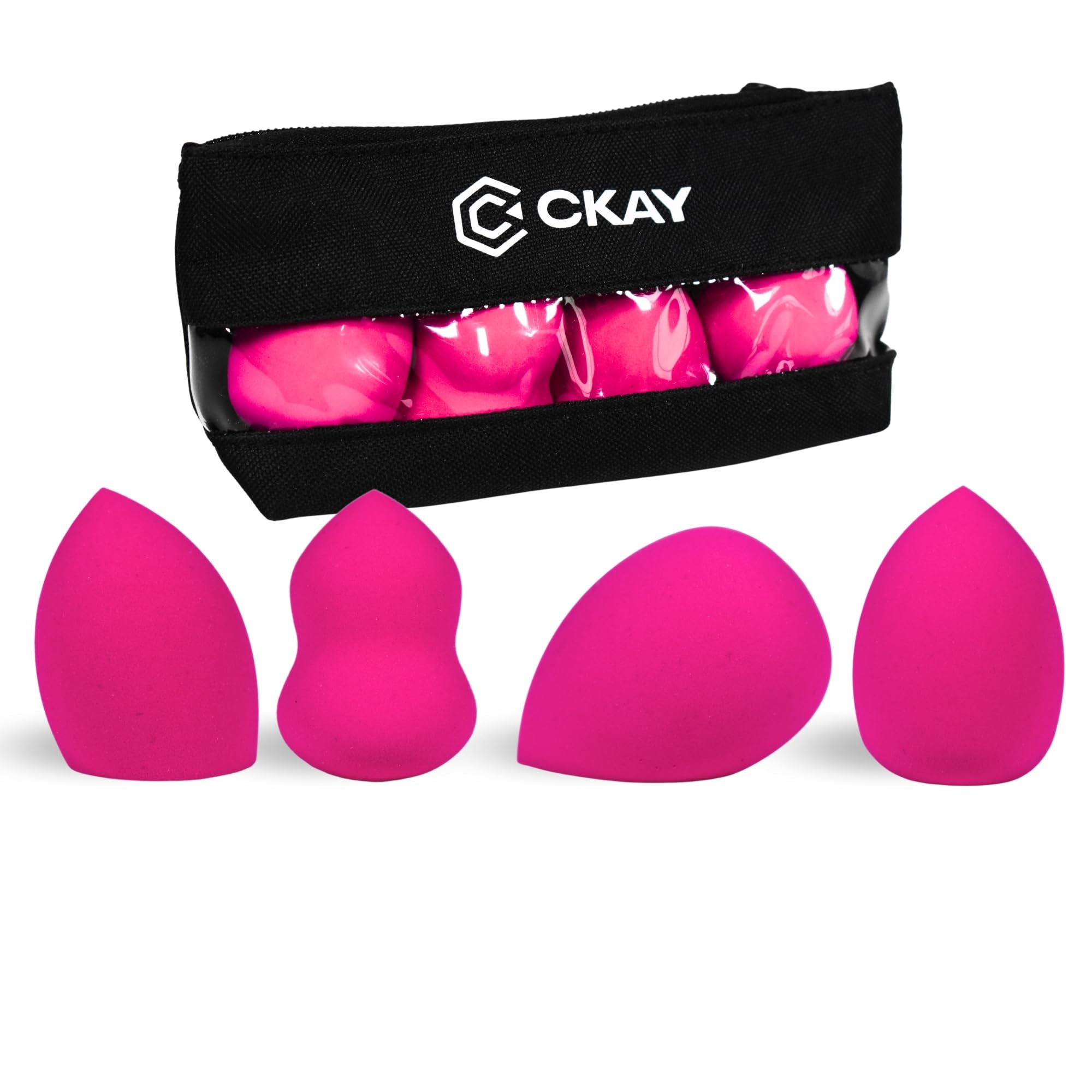 CKAY® Esponja Maquillaje Cara, Set de 4 esponjas maquillaje cara Profesional+ Estuche de Almacenamiento | Beauty Blender Esponjas Maquillaje Cara Profesional. Esponja Sin Latex.