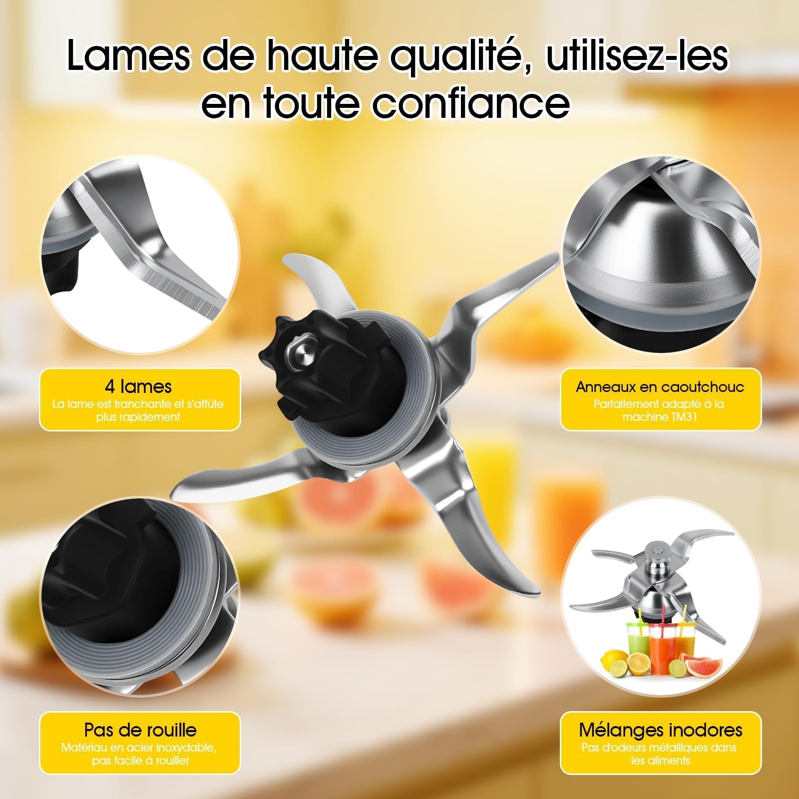 Coltello Lama per Bimby TM31 Vorwerk Thermomix Inox Accessorio di Ricambio Robot Cucina in Acciaio