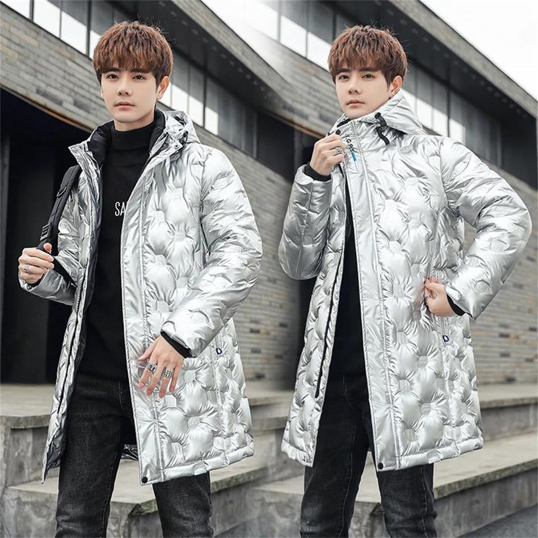 Piumino da uomo lungo spesso bianco caldo piumino d'anatra cappotto invernale piumino con cappuccio parka