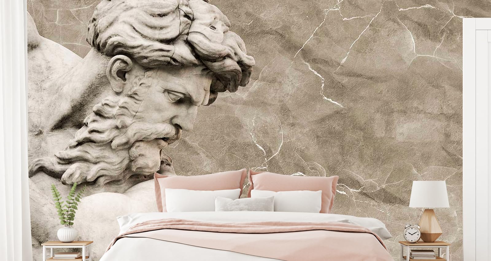 Muralo - Tapeta 3D na flizelinie - fototapeta z efektem 3D - tapeta do salonu, sypialni, tapeta ścienna - fototapeta - rzeźba Neptuna - szer. 450 cm x wys. 300 cm