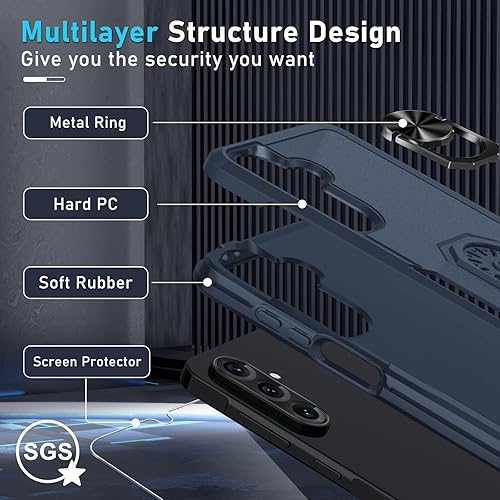 Miniatura 17 de Janmitta Funda compatible con Samsung Galaxy A14 5G con protector de pantalla + protector de lente de cámara, funda resistente de cuerpo completo