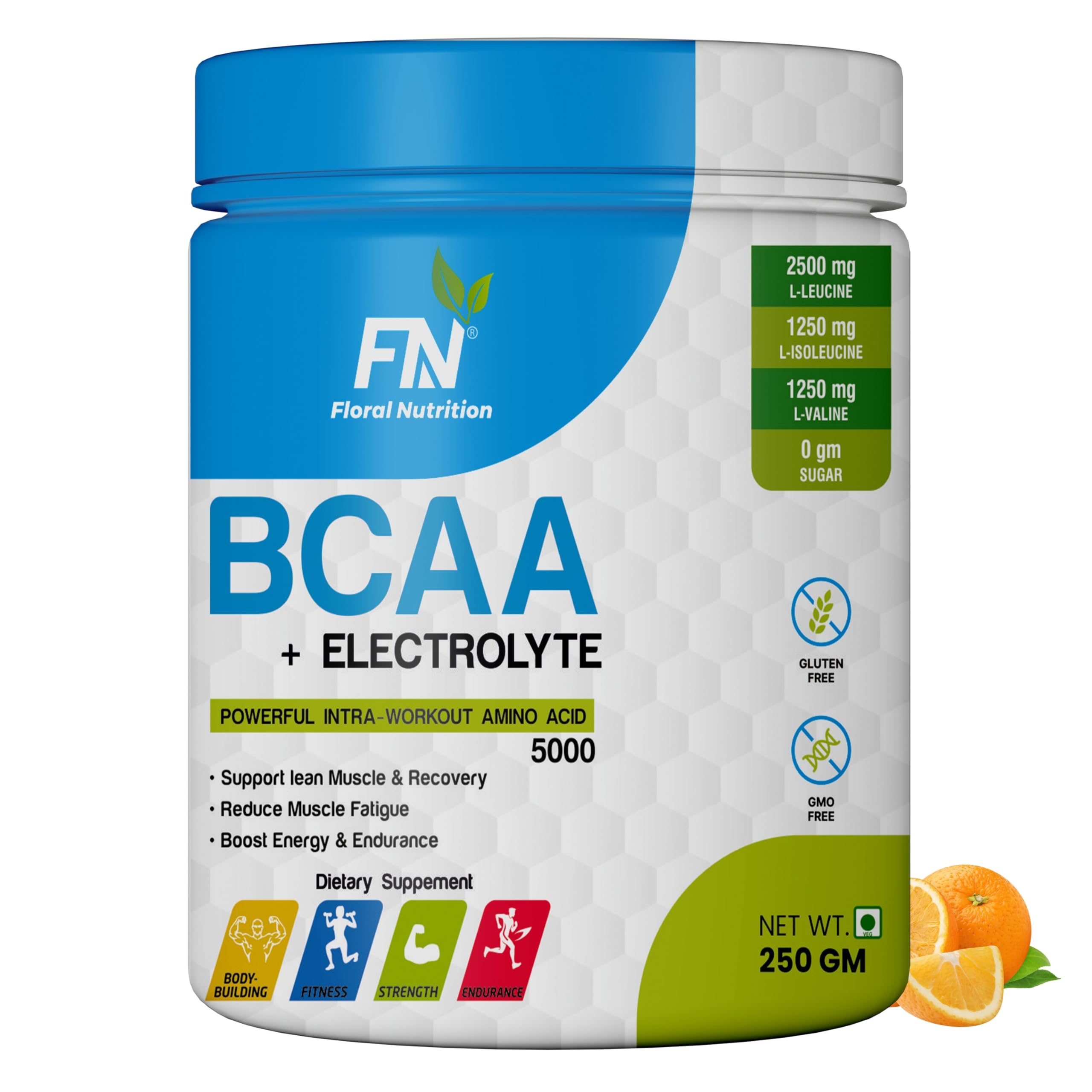 Floral Nutrition BCAA 2:1:1 intra workout supplement with Amino Acid Powder Pre/Post Workout, Muscle Growth & Recovery -250gm Tangy Orange Flavor (B0B7XDK34R) Amazon Price History, Amazon Price Tracker