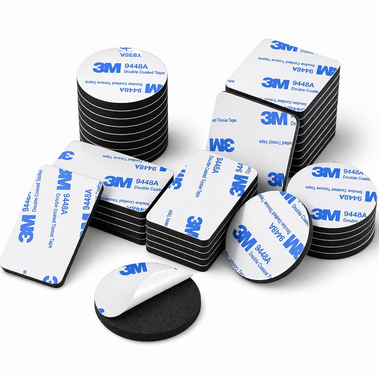 ODLY 60 Pcs Double Sided Sticky Pads – Mixed Shapes (Rectangular, Round & Square), 3mm Thick Foam Adhesive Pads, Heavy Duty Waterproof Mounting Tape for Number Plates, Home & DIY Use (Black) — image 1