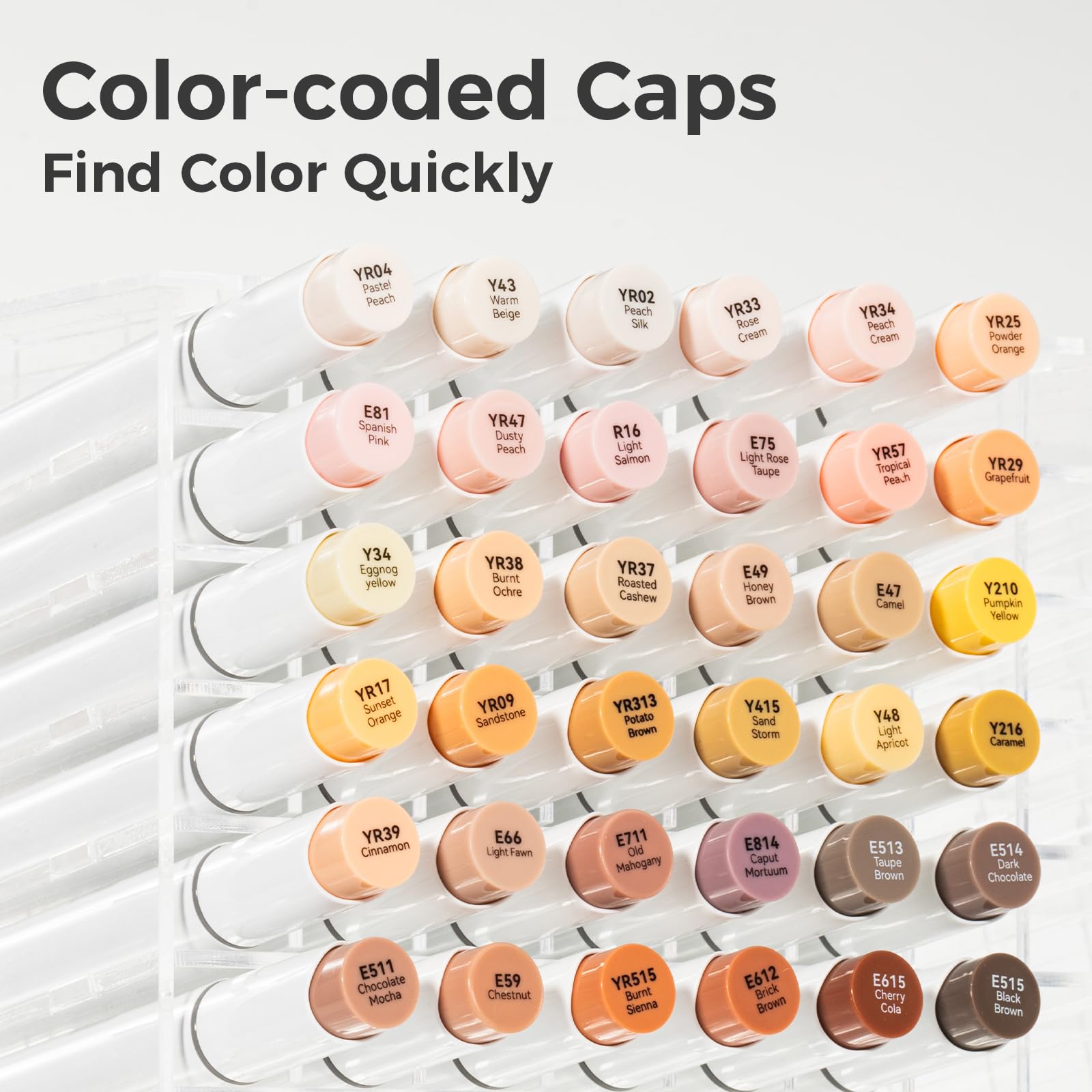 Ohuhu Marker 24 Set Pelle pennarelli alcolici a Colori, Pennello e fine Pennarello a Base di Alcool per Schizzi d'Arte, per Colorazione tonalità della Pelle di Tono Medio e per Capelli